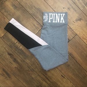 PINK color block cotton leggings